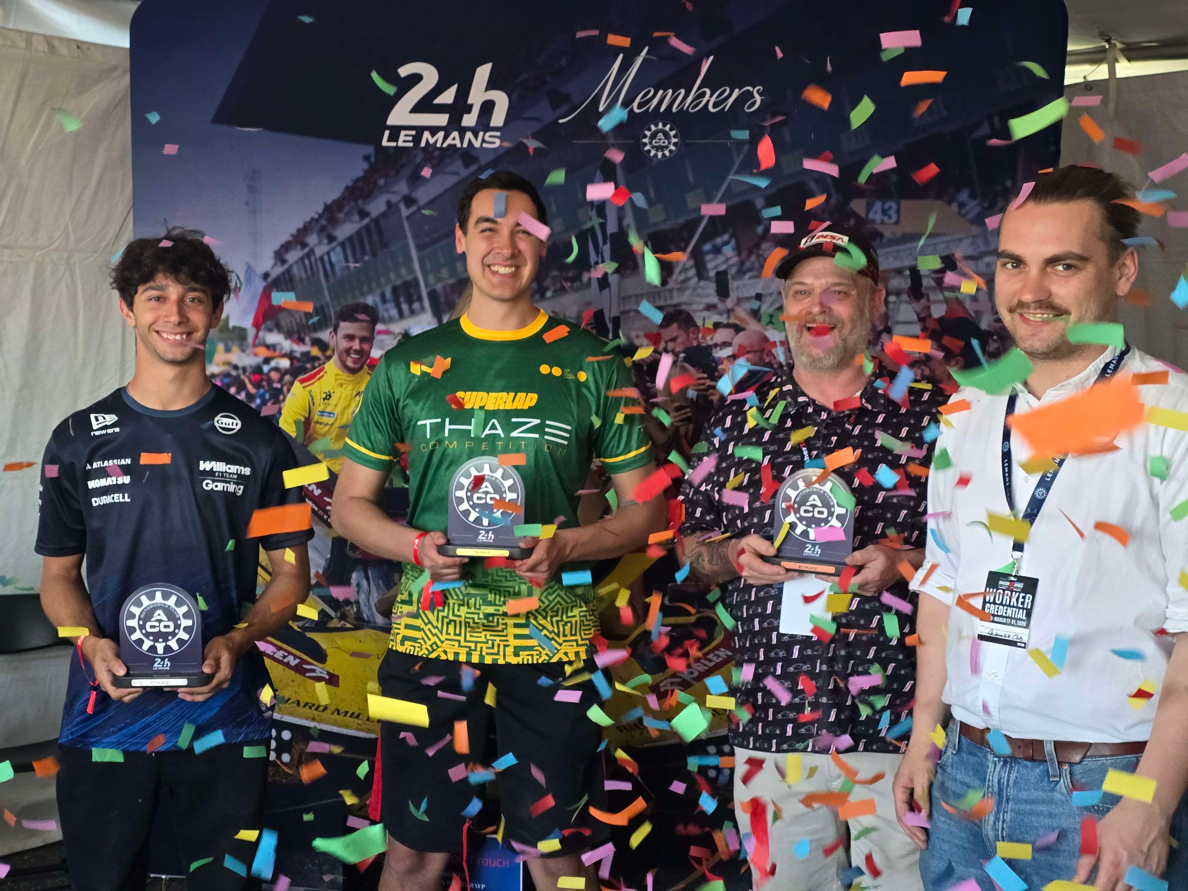 Winners celebration with trophies and confetti